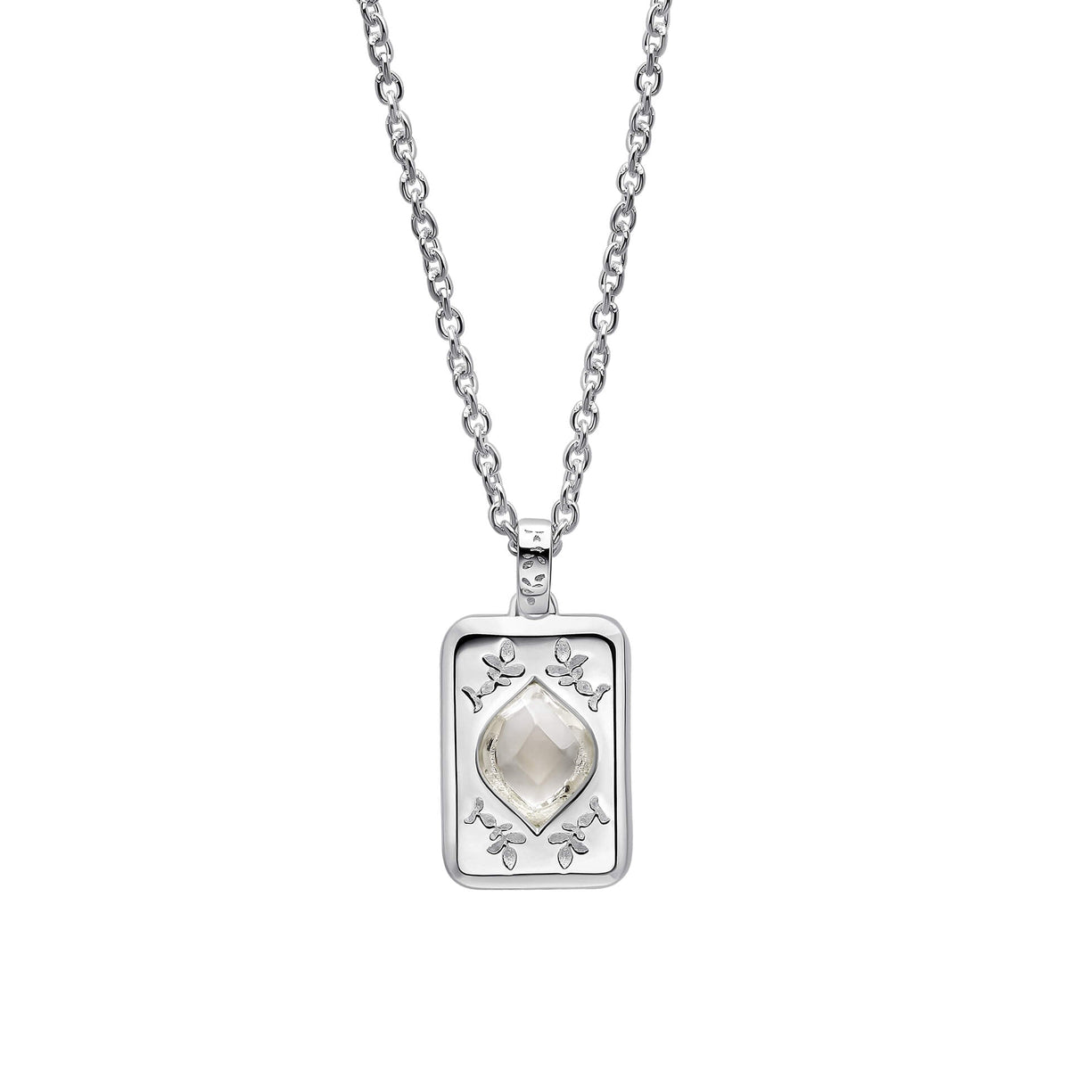 Laura Ashley Silver Foscot Damask White Topaz Necklace