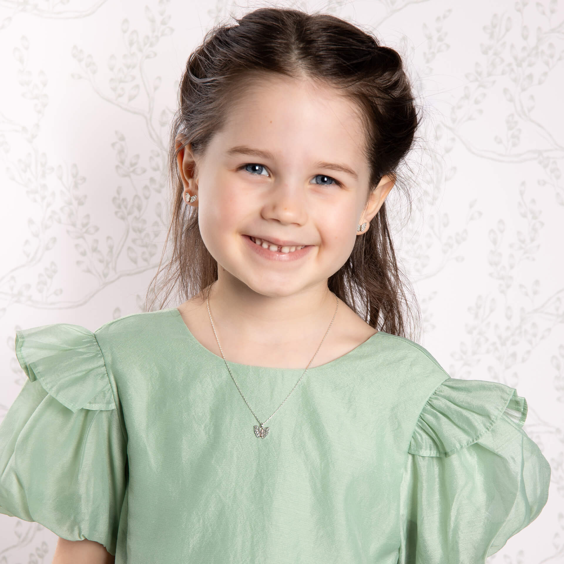 Laura Ashley Silver Kids Butterfly Garden Mini Necklace