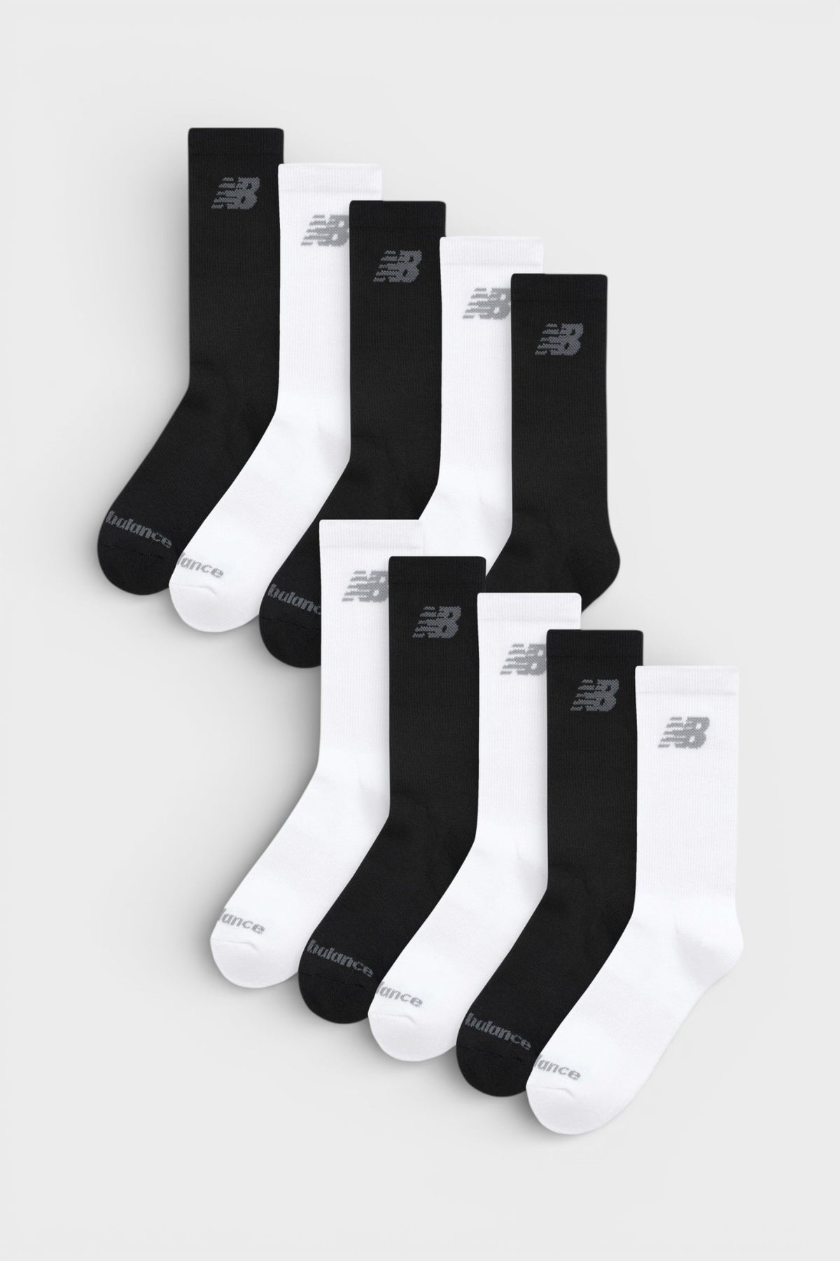New Balance 10 Pack Cushioned Crew Socks Black White