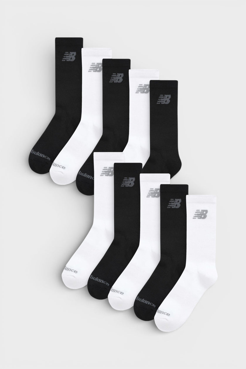 New Balance 10 Pack Cushioned Crew Socks Black White