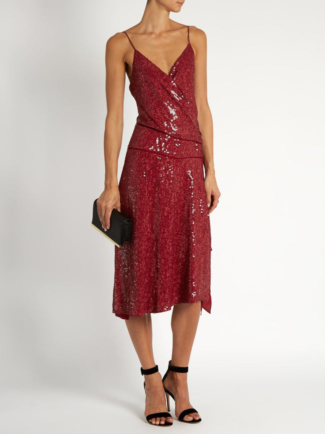 Diane Von Furstenberg DVF Brenndah Sequinned Red Dress