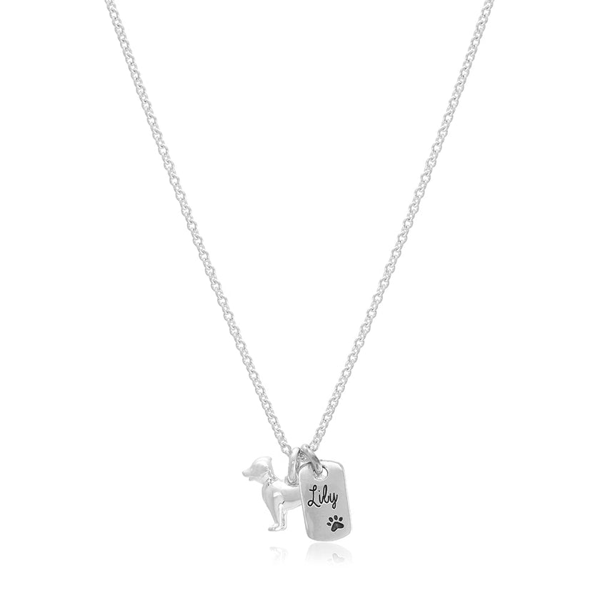 Jack Russell Terrier Personalised Silver Dog Tag Necklace
