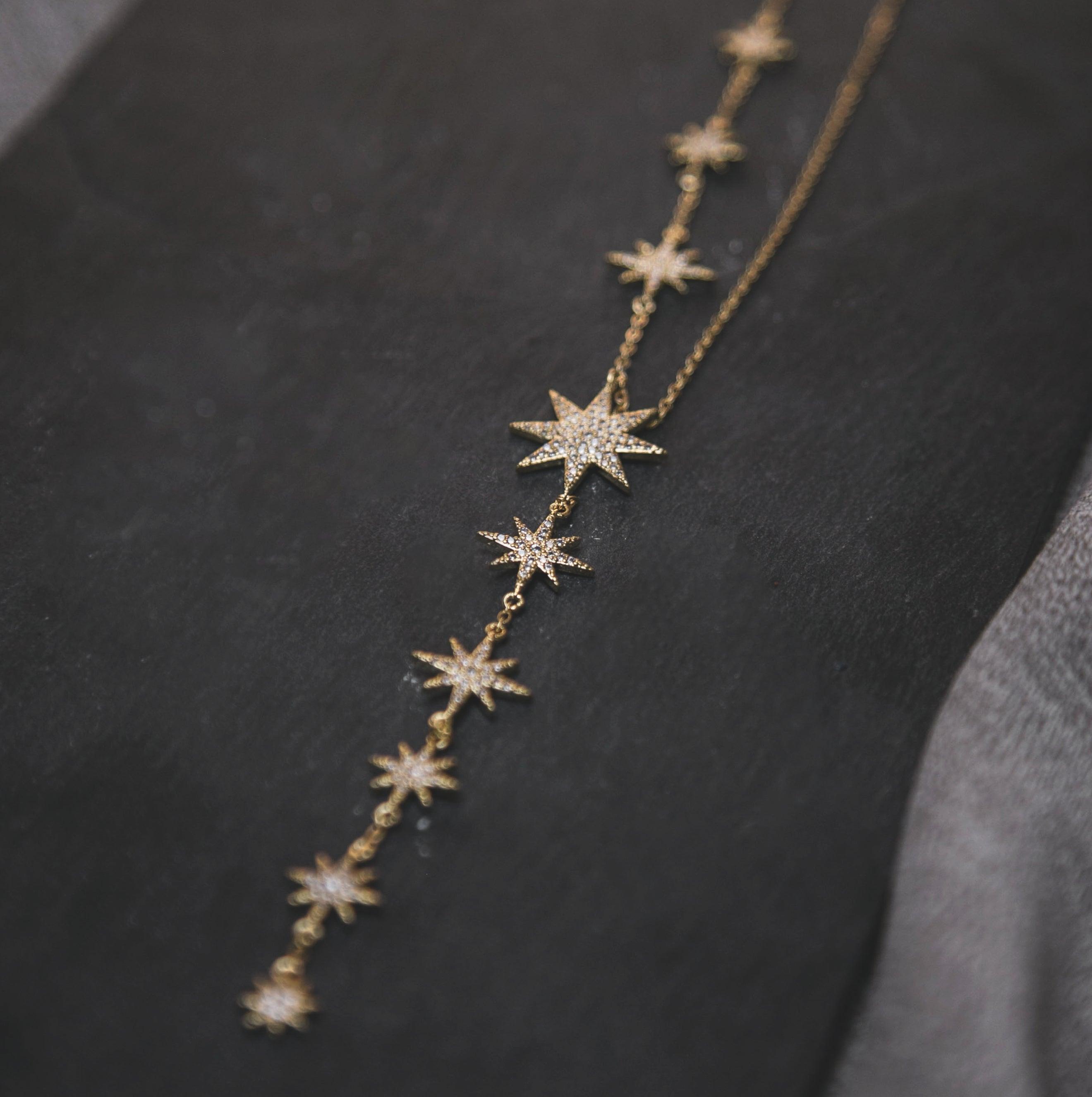 Juliet Star Burst Y Drop Necklace | 18K Gold Plated
