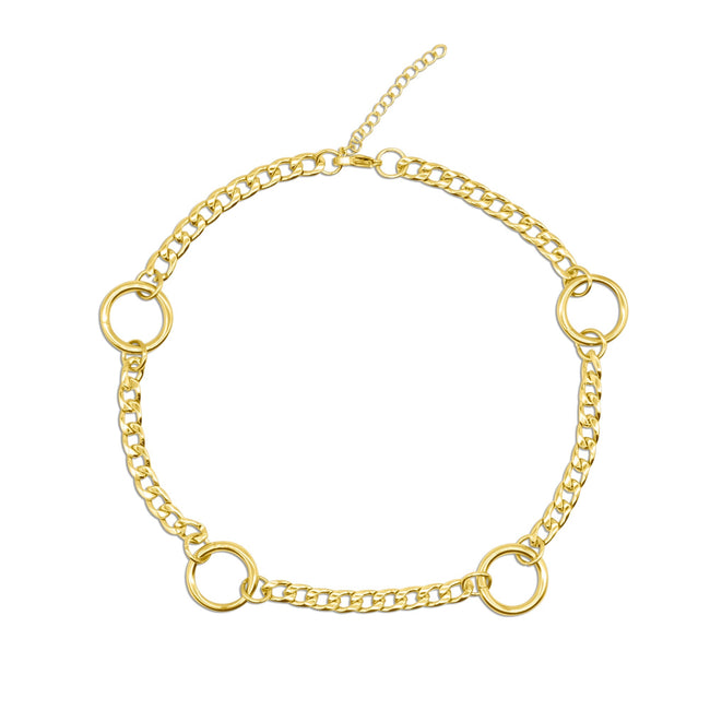 Aura O Ring Gold Curb Chain Choker Necklace