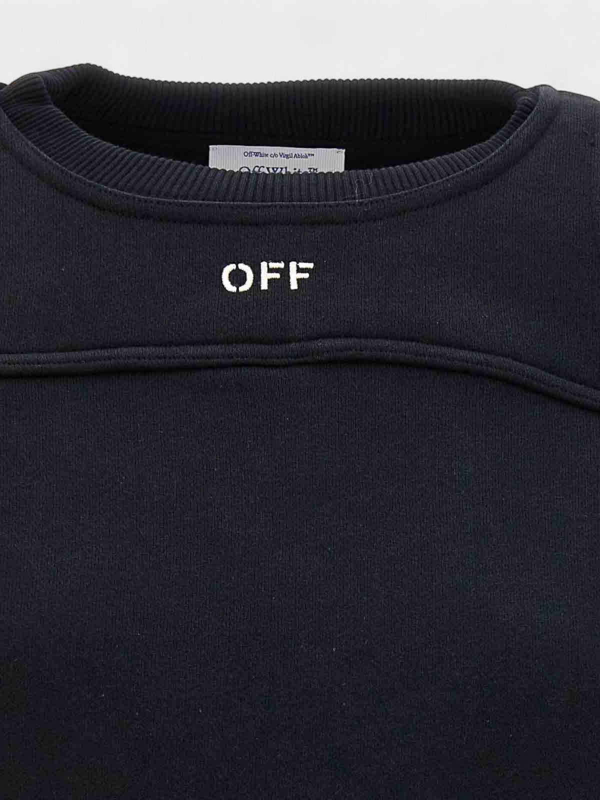 Off Stamp Round Crop Crewneck Black White