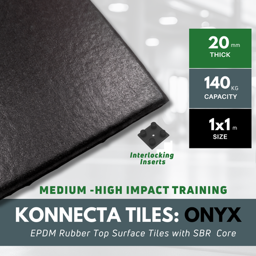 20mm Onyx EPDM Gummi-Fitnessfliesen