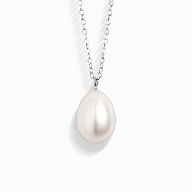 Large Freshwater Pearl Pendant Necklace in Sterling Silver