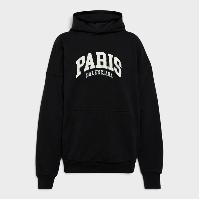 Cities Paris Wide Fit Logo Hoodie Black White
