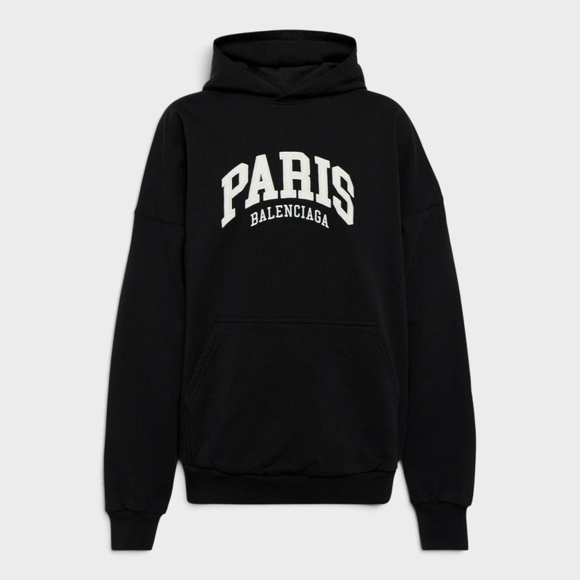 Cities Paris Wide Fit Logo Hoodie Black White