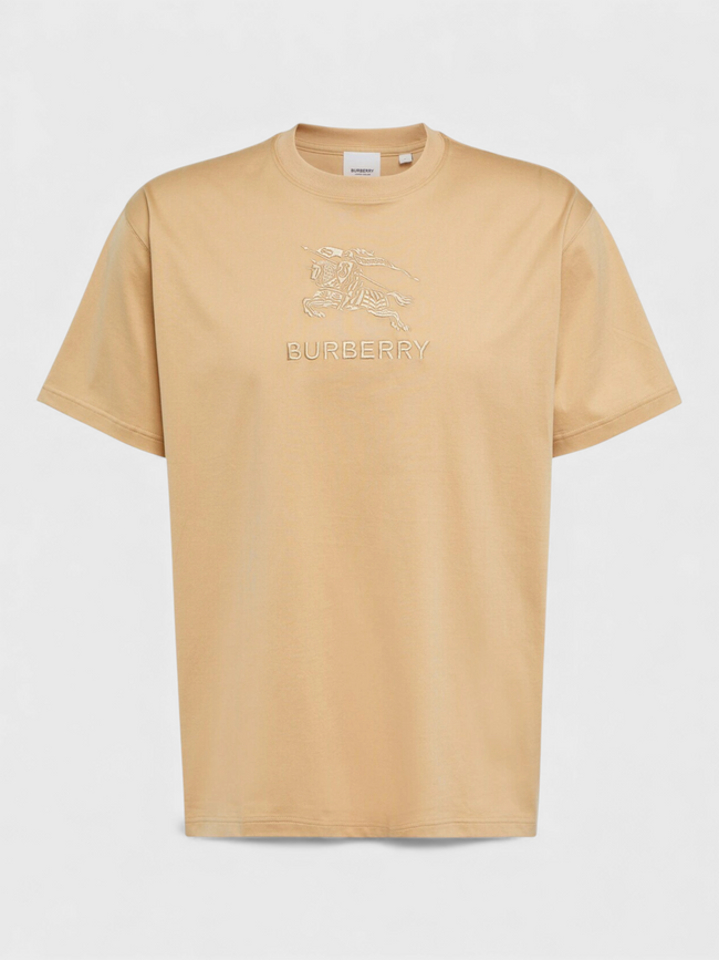 Logo Embroidered Cotton T-Shirt Soft Fawn