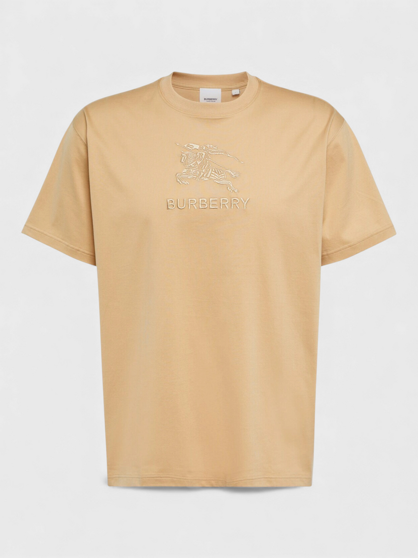 Logo Embroidered Cotton T-Shirt Soft Fawn