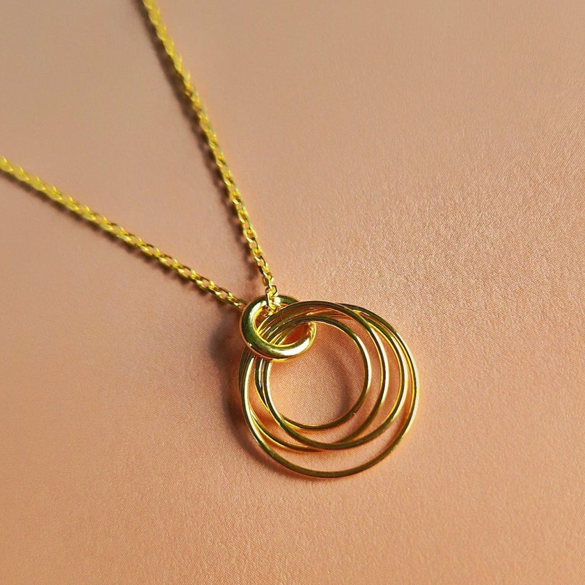 Hoop Cluster Rings Gold Chain Necklace