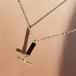 Minimalistische Onyx-T-Bar-Halskette aus Silber