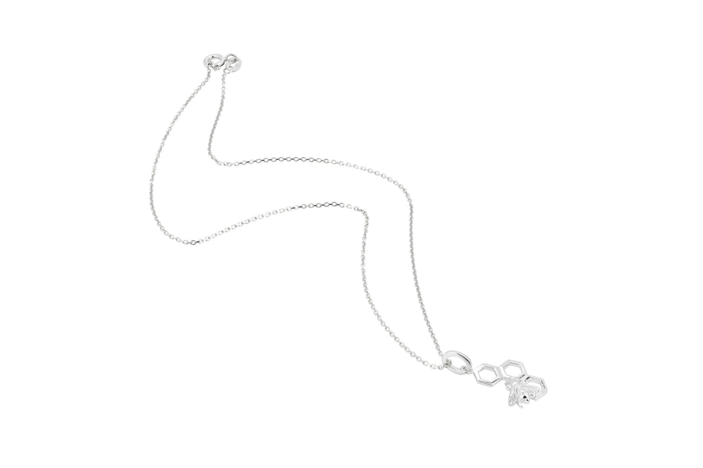Bumble Bee Honeycomb Sterling Silver Necklace