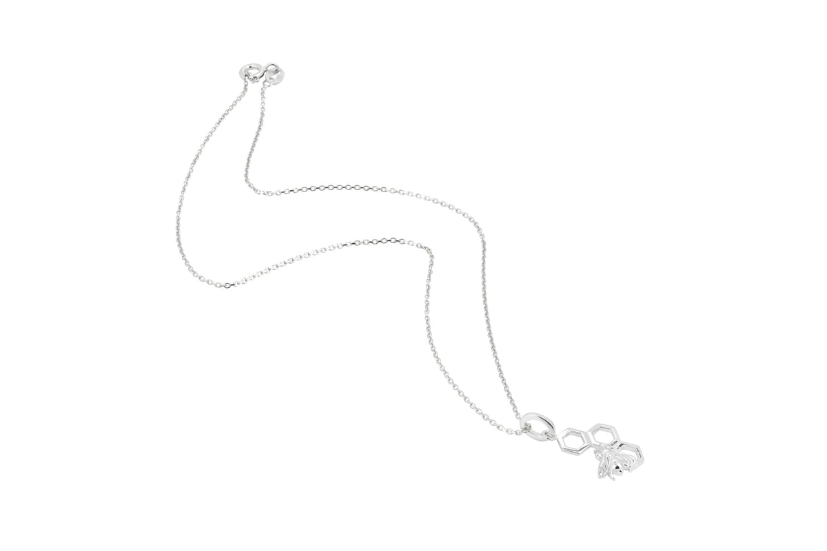 Bumble Bee Honeycomb Sterling Silver Necklace