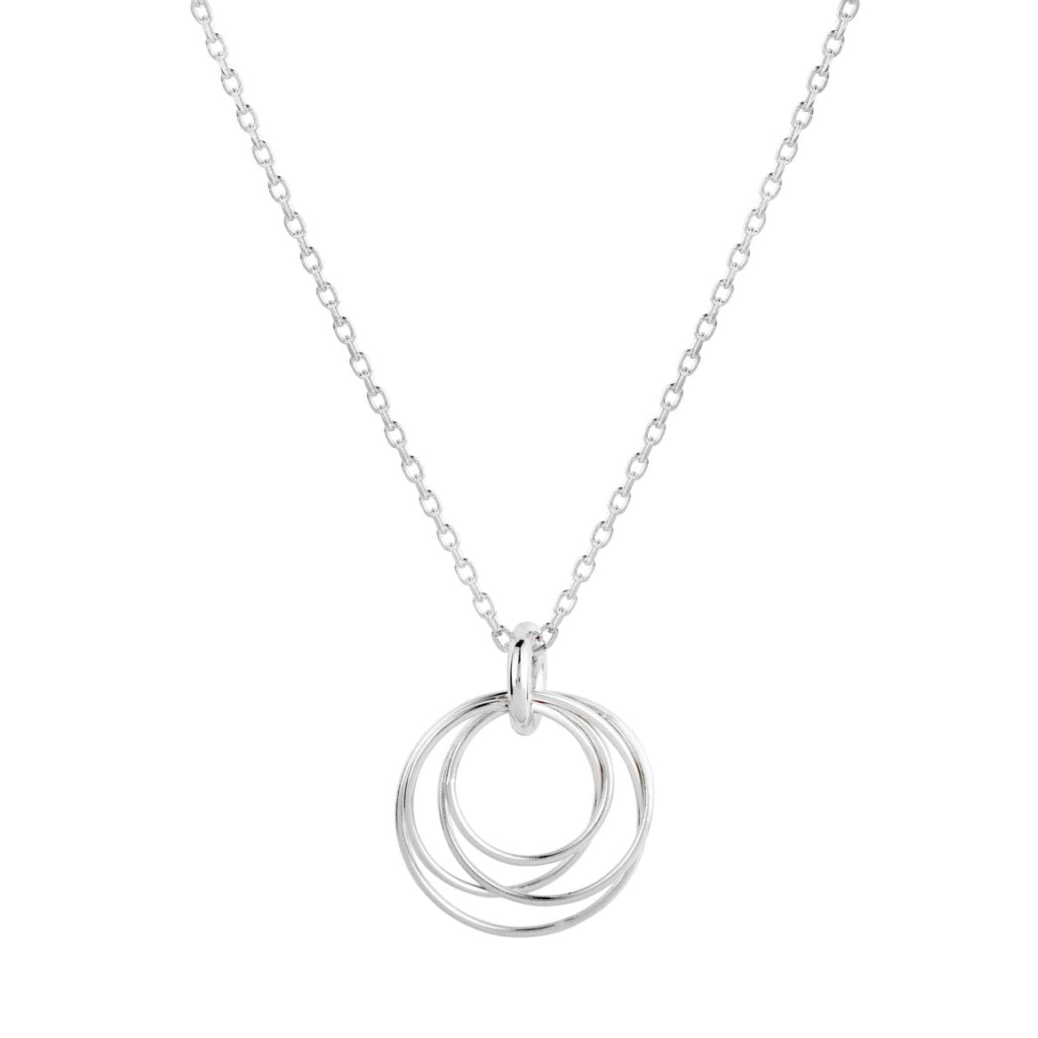 Collana con catena in argento sterling con anelli a cerchio incatenati