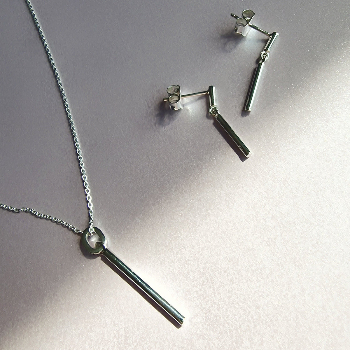 Minimalist Silver Bar Pendant Necklace