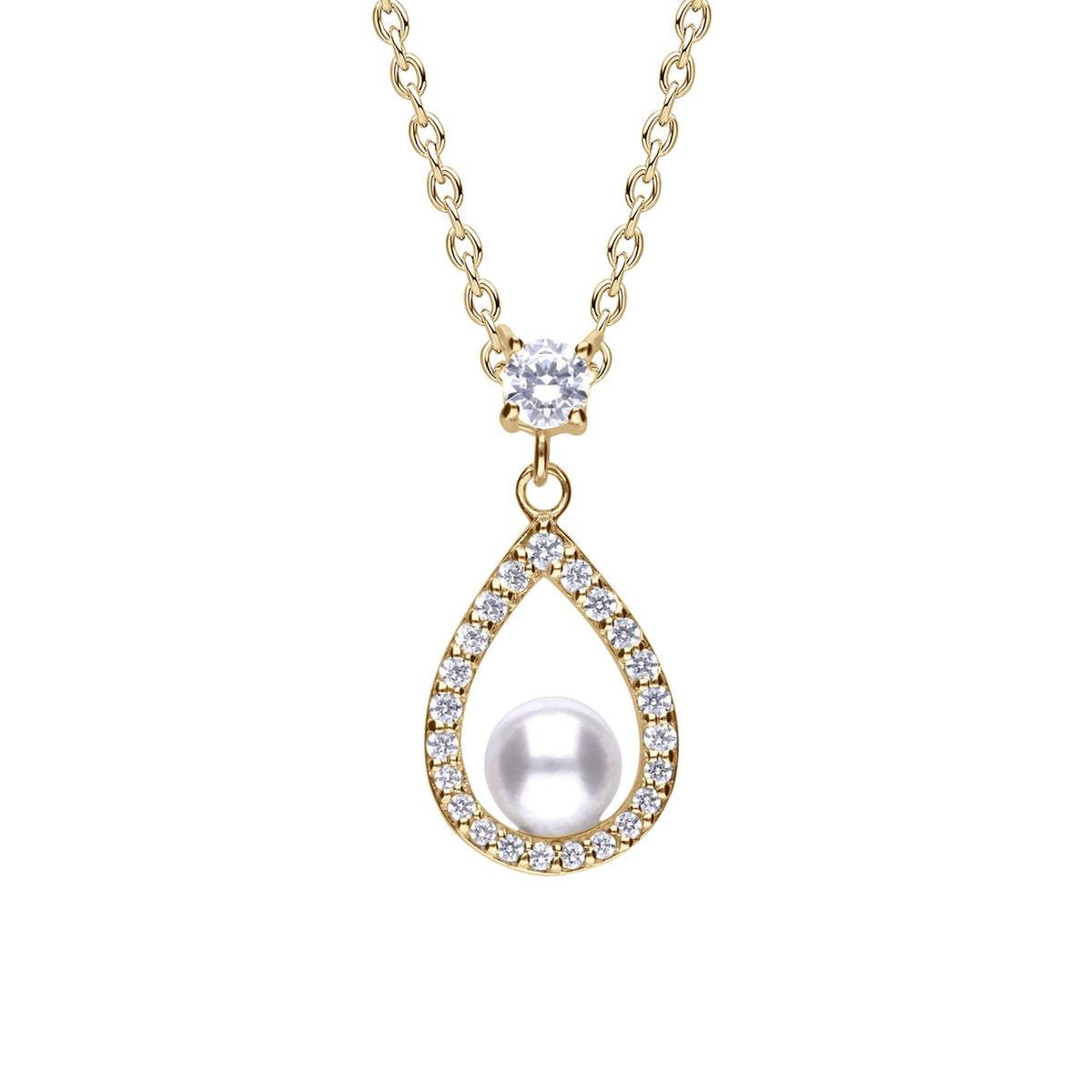 Diamonfire Halskette „Open Halo Teardrop“ mit Muschelkernperle