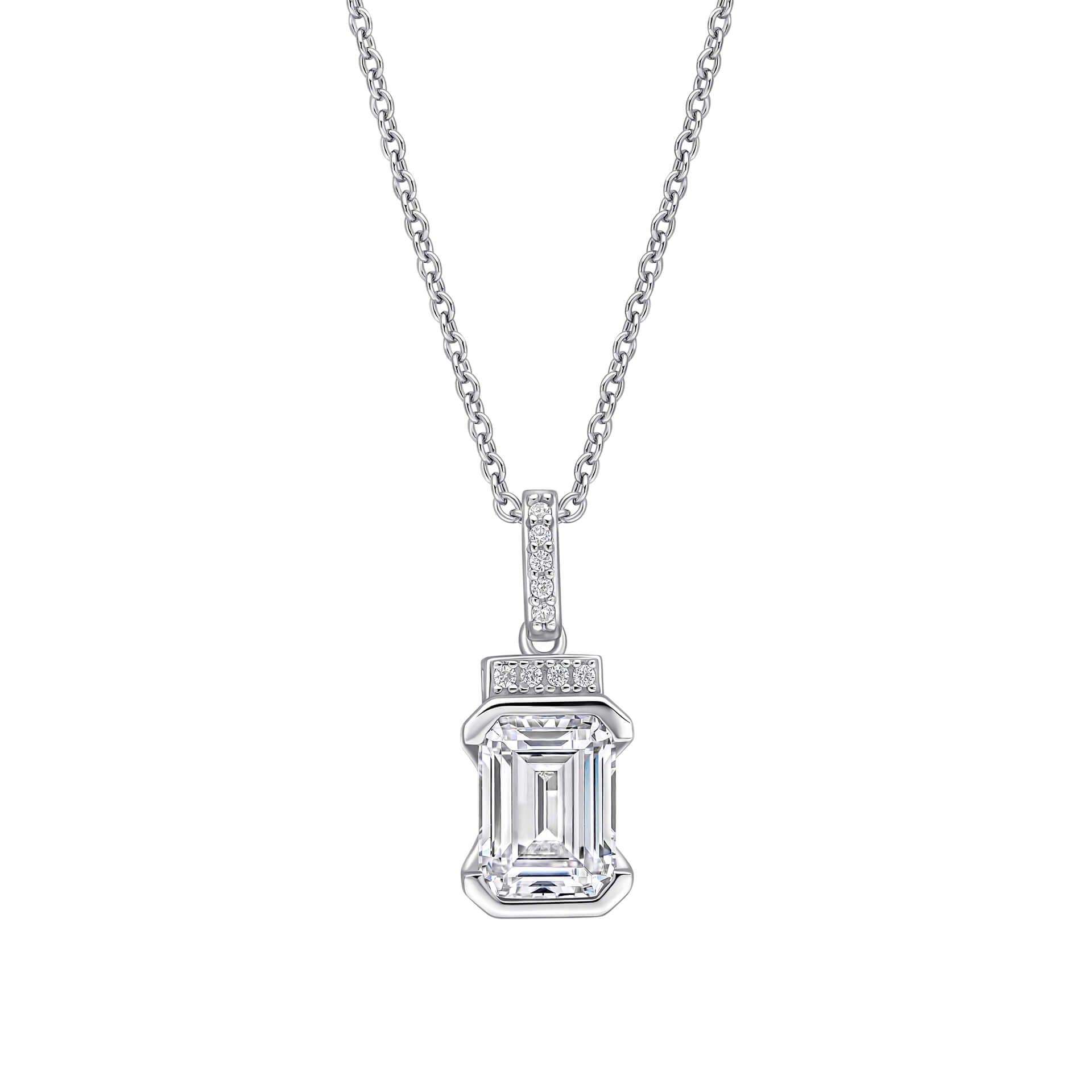 Diamonfire Emerald Cut Half Bezel Drop Pendant