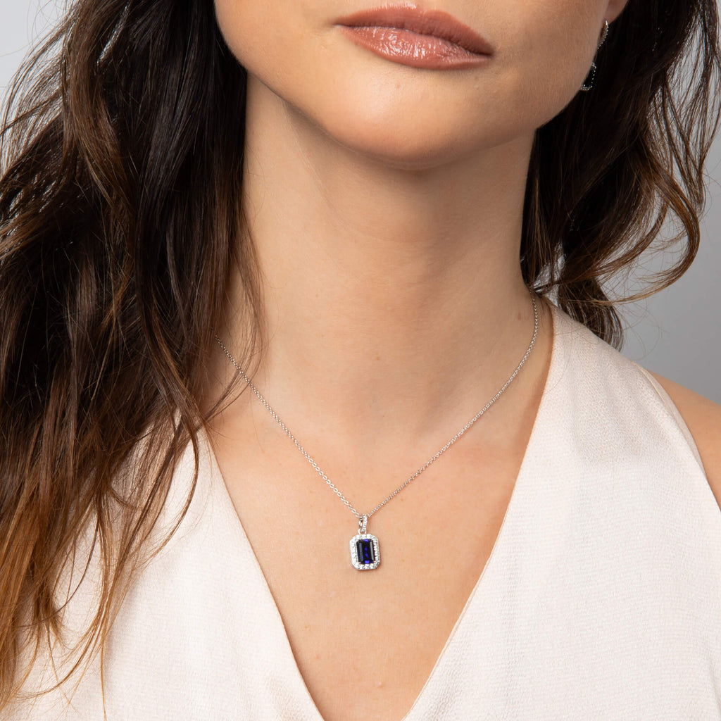 Diamonfire Geometric Halo Drop Pendant