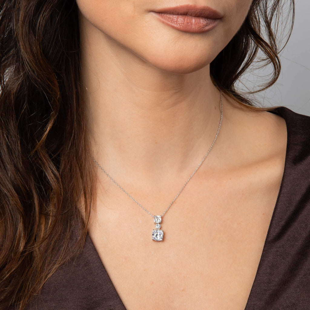 Diamonfire Radiant & Oval Cut Drop Pendant