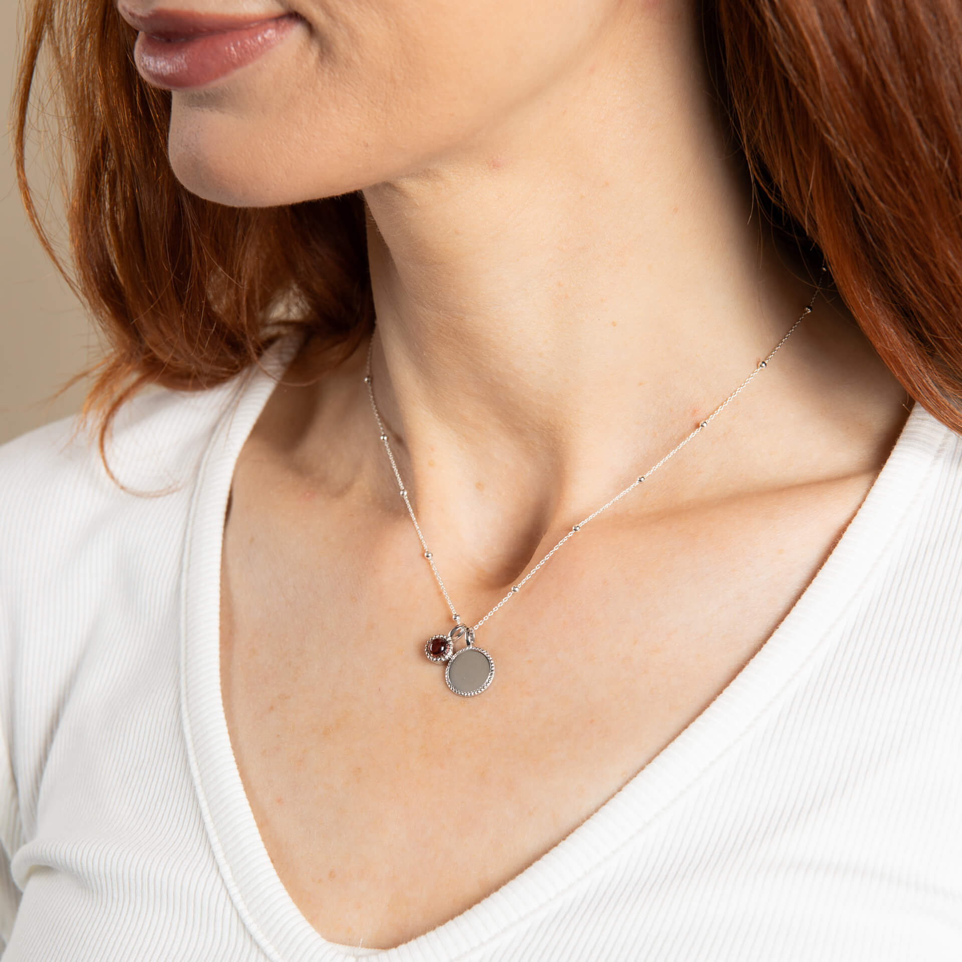 Beginnings Milgrain Semi-Precious Cabochon Birthstone Necklace
