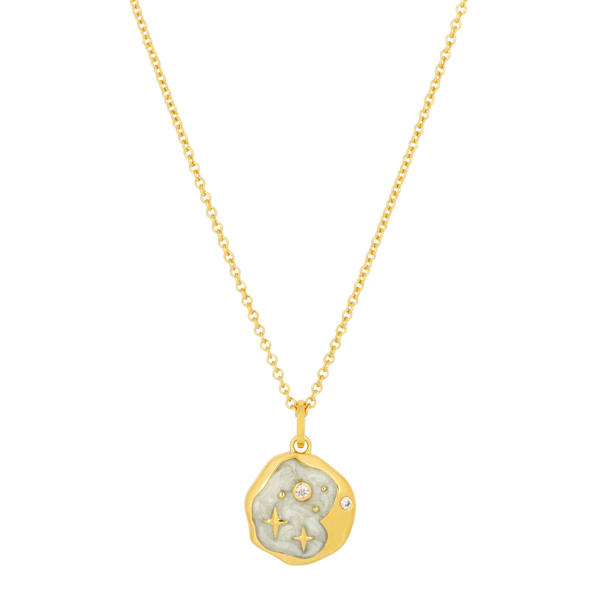 Collier Or Nuit Étoilée Émail Opale Rose et Perle