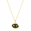 Collana in oro Midnight Scene con quarzo rosa e smalto nero