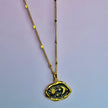 Collana in oro Midnight Scene con quarzo rosa e smalto nero