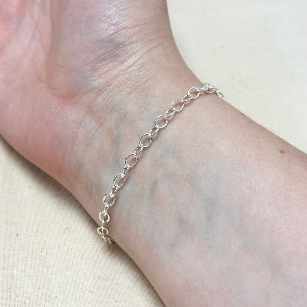 Sterling Silver Chain Bracelet with Heart Charm