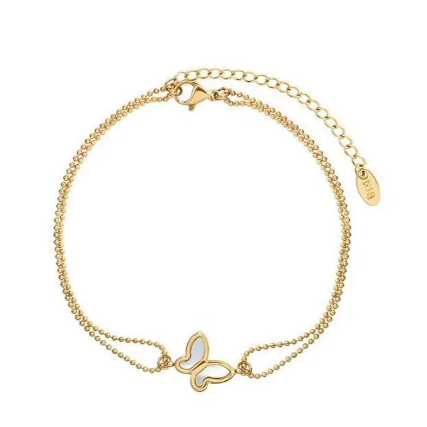 Tobillera en capas de mariposas bañada en oro de 18k Callie