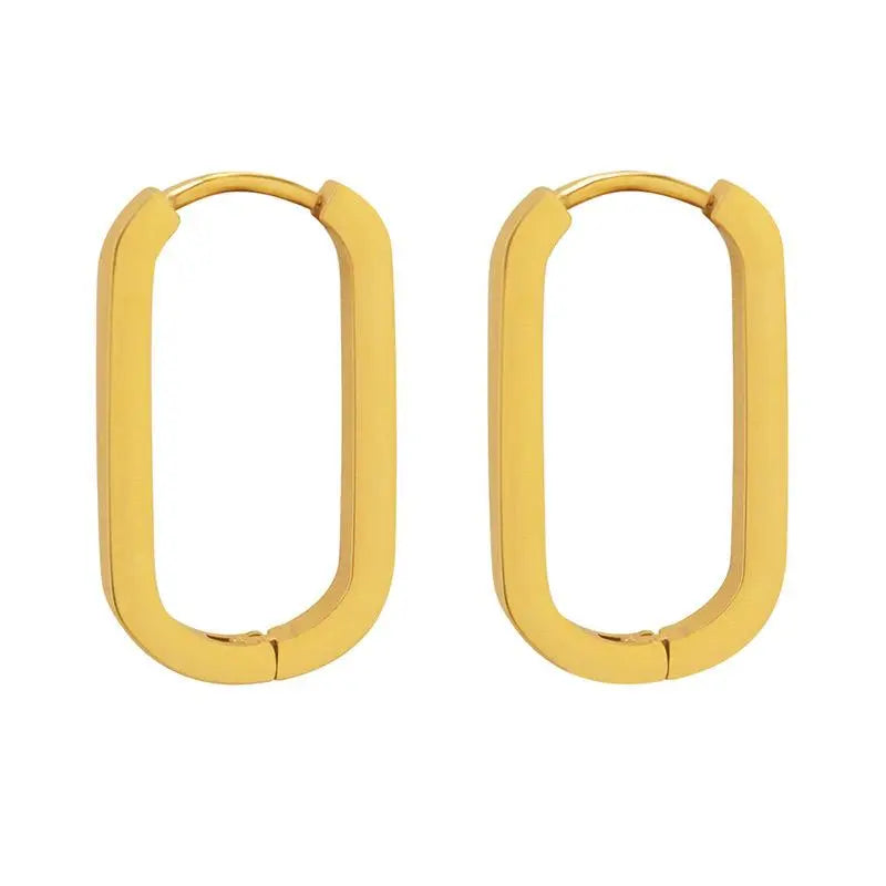 Orecchini a cerchio ovali con chiusura a cerniera Riley Luxe placcati in oro 18k