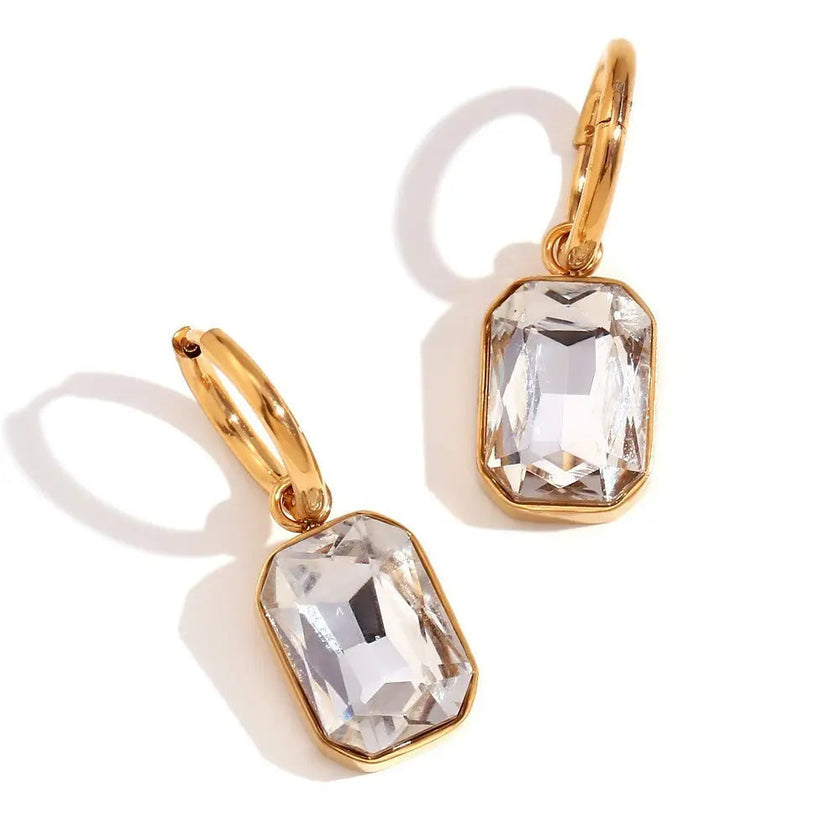 Orecchini Rani Luxe placcati in oro 18k con pietra trasparente