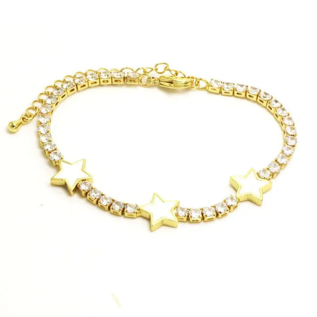 Trella Luxe 18 Karat vergoldetes Stern-Tennisarmband