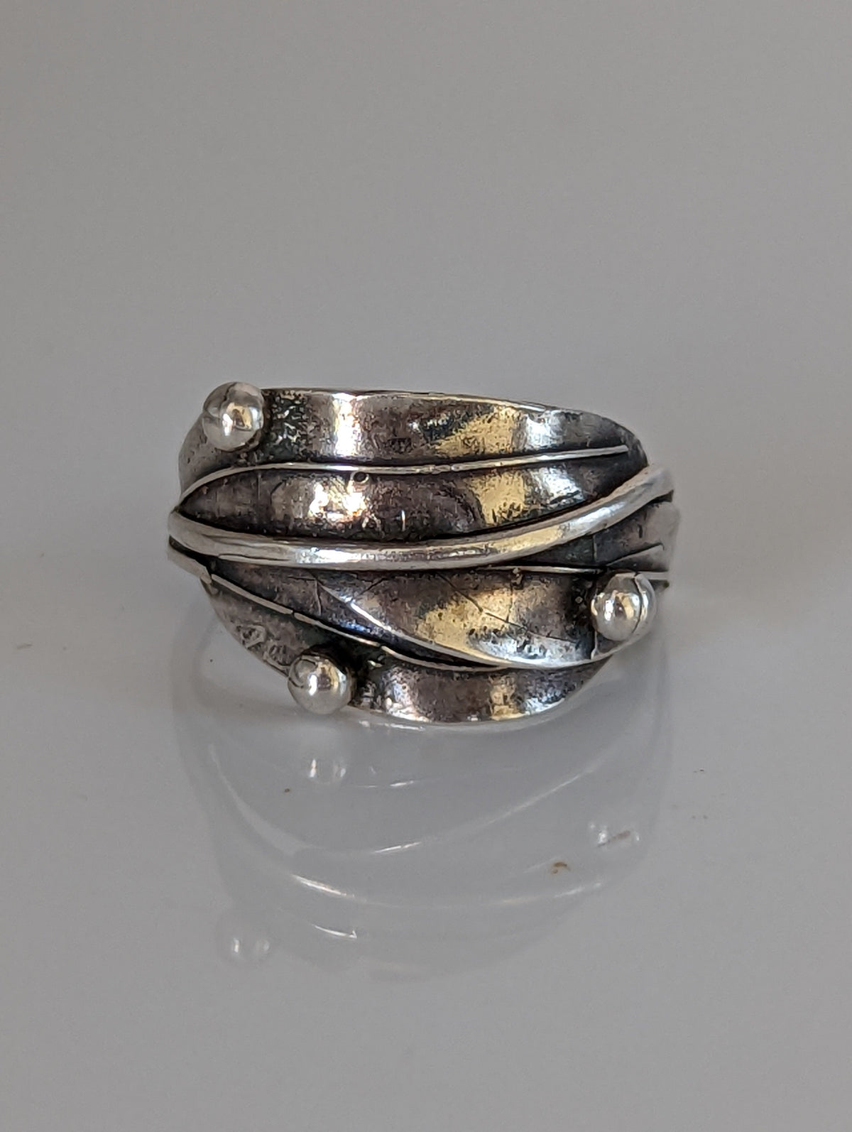 925 Silver Leaves Ring with Silver Buds – Nature-Inspired Gift