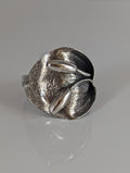 Silver Steed Big Leaf with Ornament Silver Ring