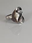 Silver Steed Big Leaf with Ornament Silver Ring