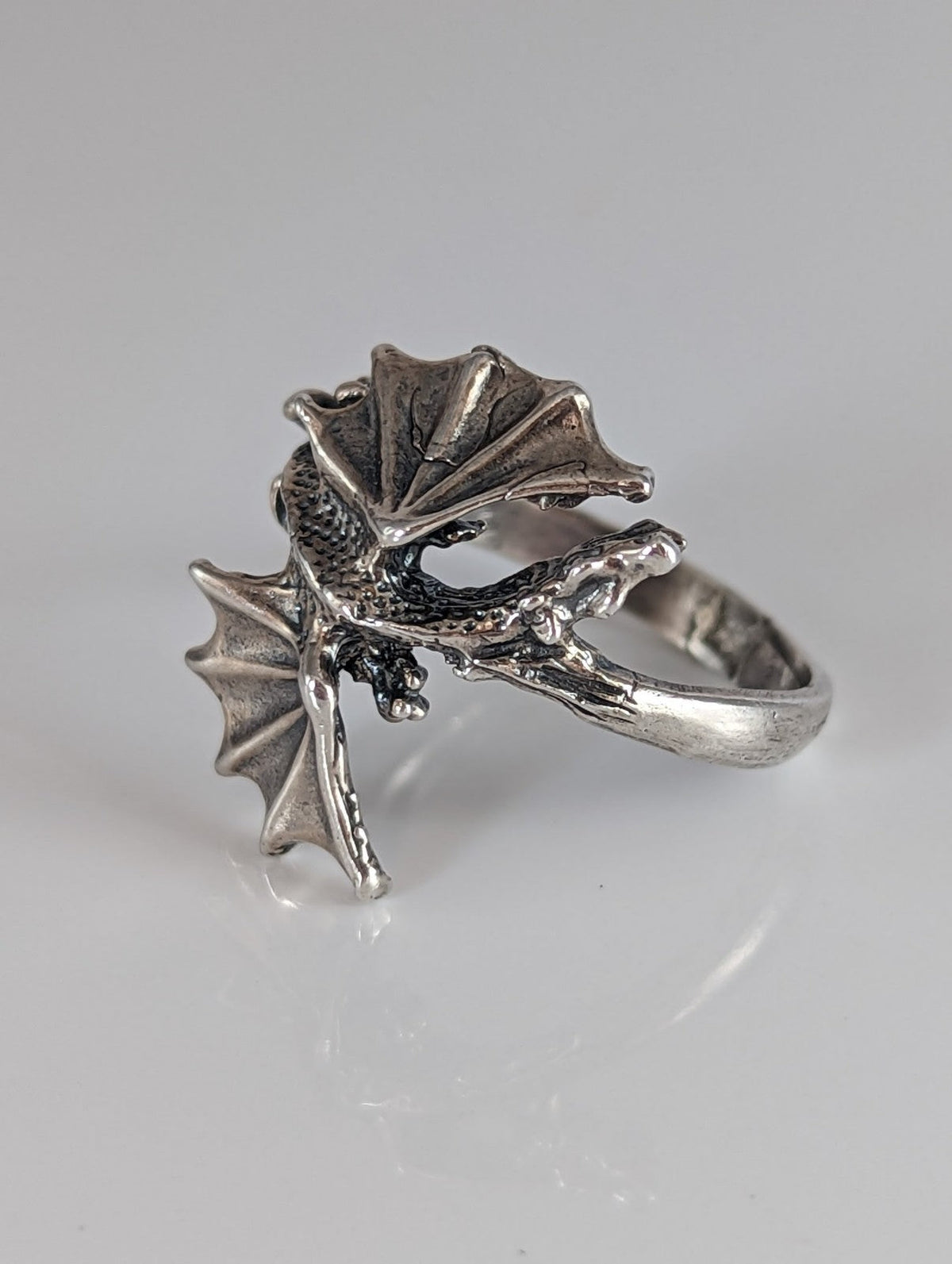 Silver Steed Fantasy Dragon Ring