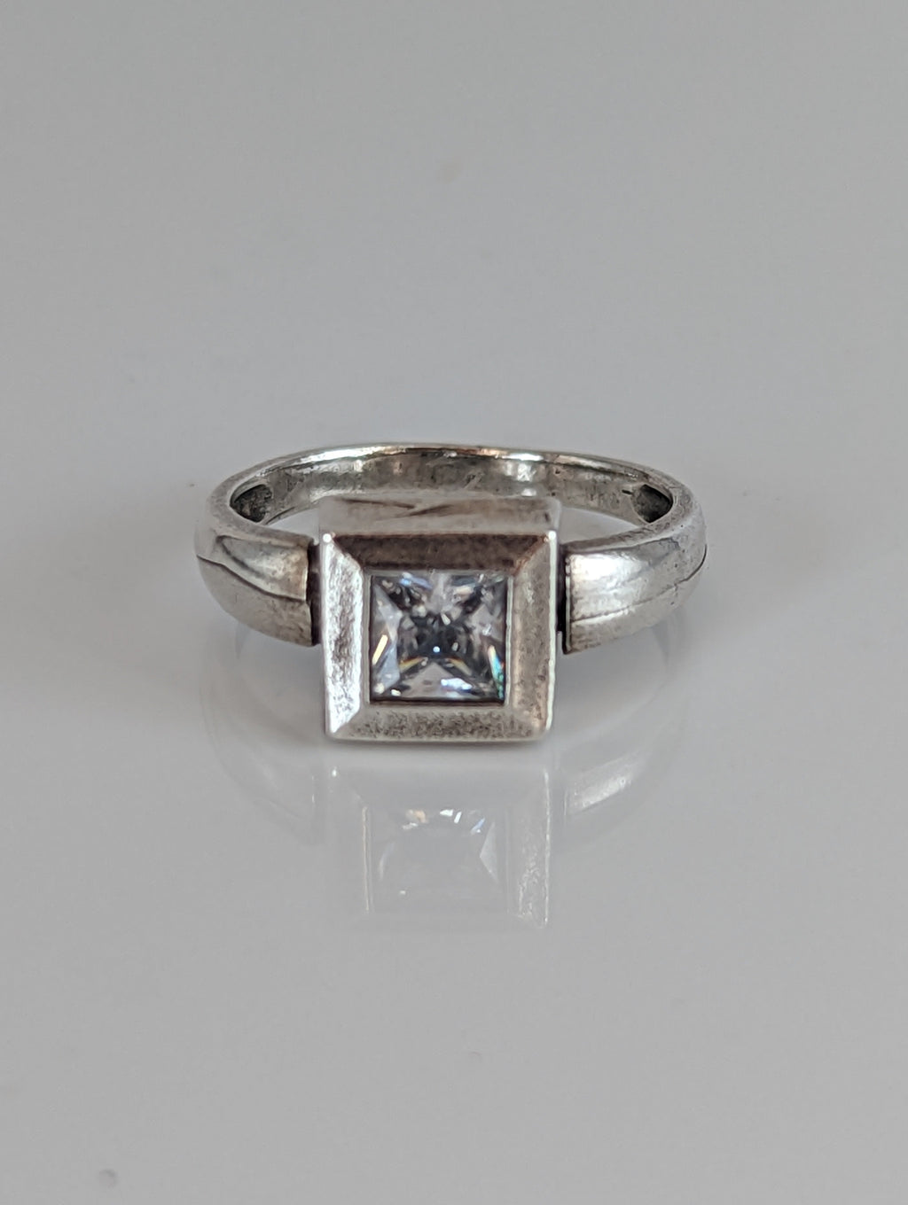 Silver Steed Silver Zirconia Square Ring