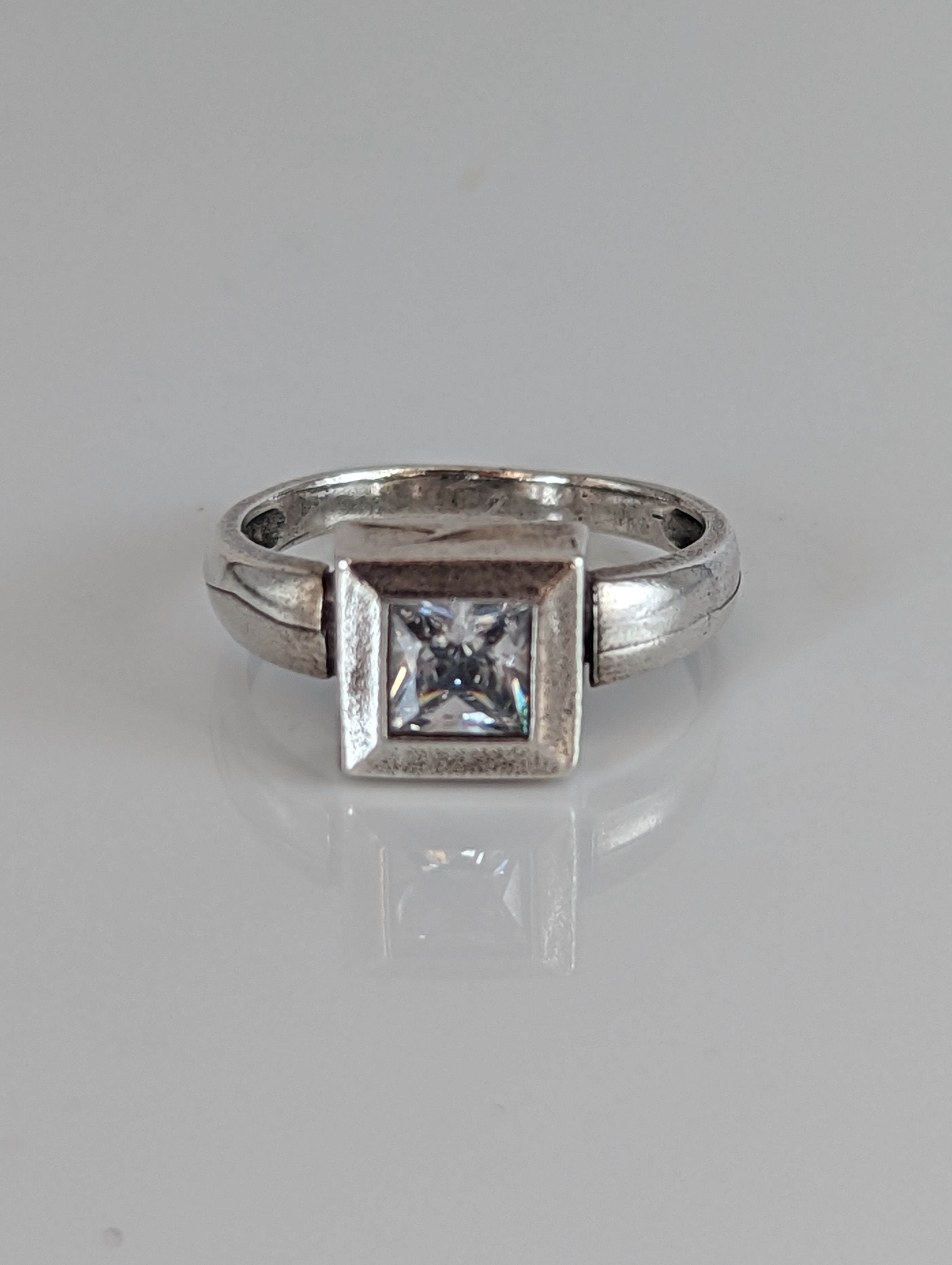 Silver Steed Silver Zirconia Square Ring