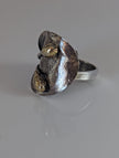 Silver Steed Big Leaf with Ornament Silver Ring