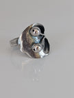 Silver Steed Big Leaf with Ornament Silver Ring