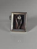 Silver Steed Large Unique Rose in a Frame Silver Ring
