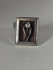 Silver Steed Large Unique Rose in a Frame Silver Ring