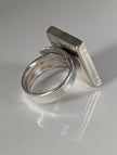 Silver Steed Large Unique Rose in a Frame Silver Ring