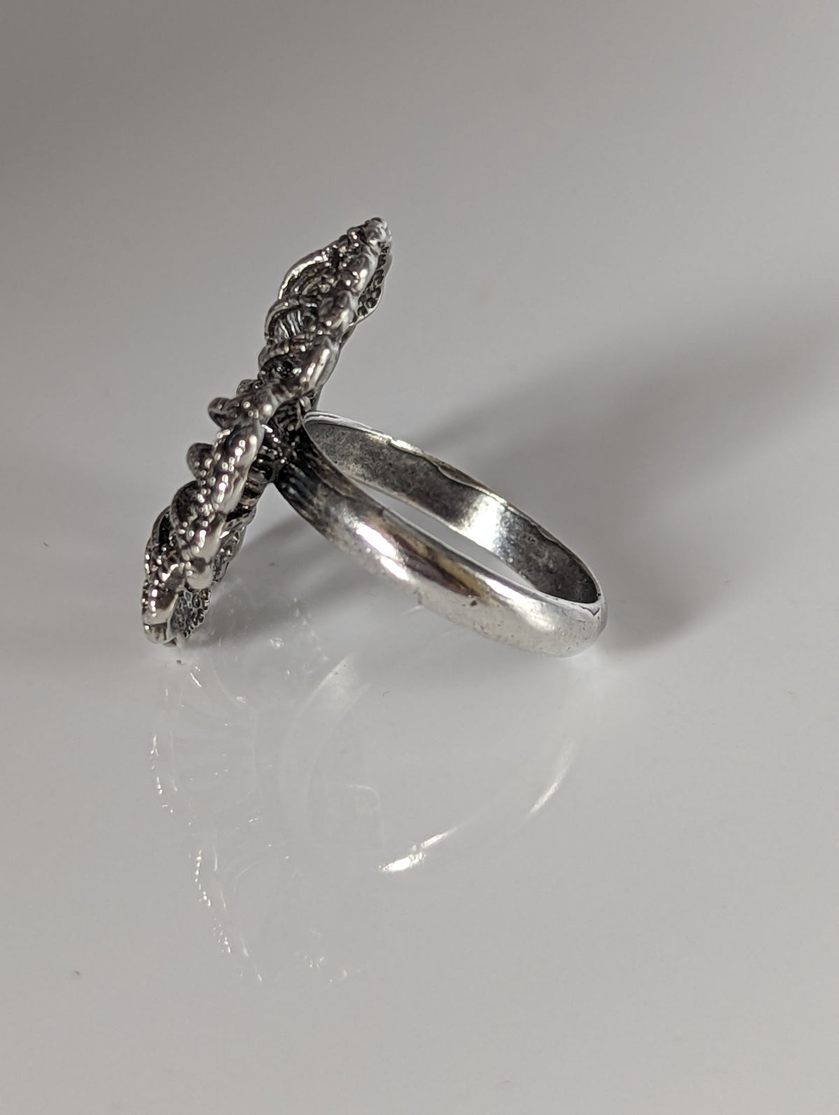 Silver Steed Large Unique Flower Handmade Silver Ring