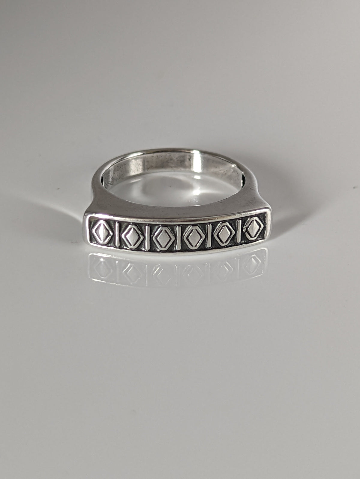 Silver Steed Greek Theme Ring
