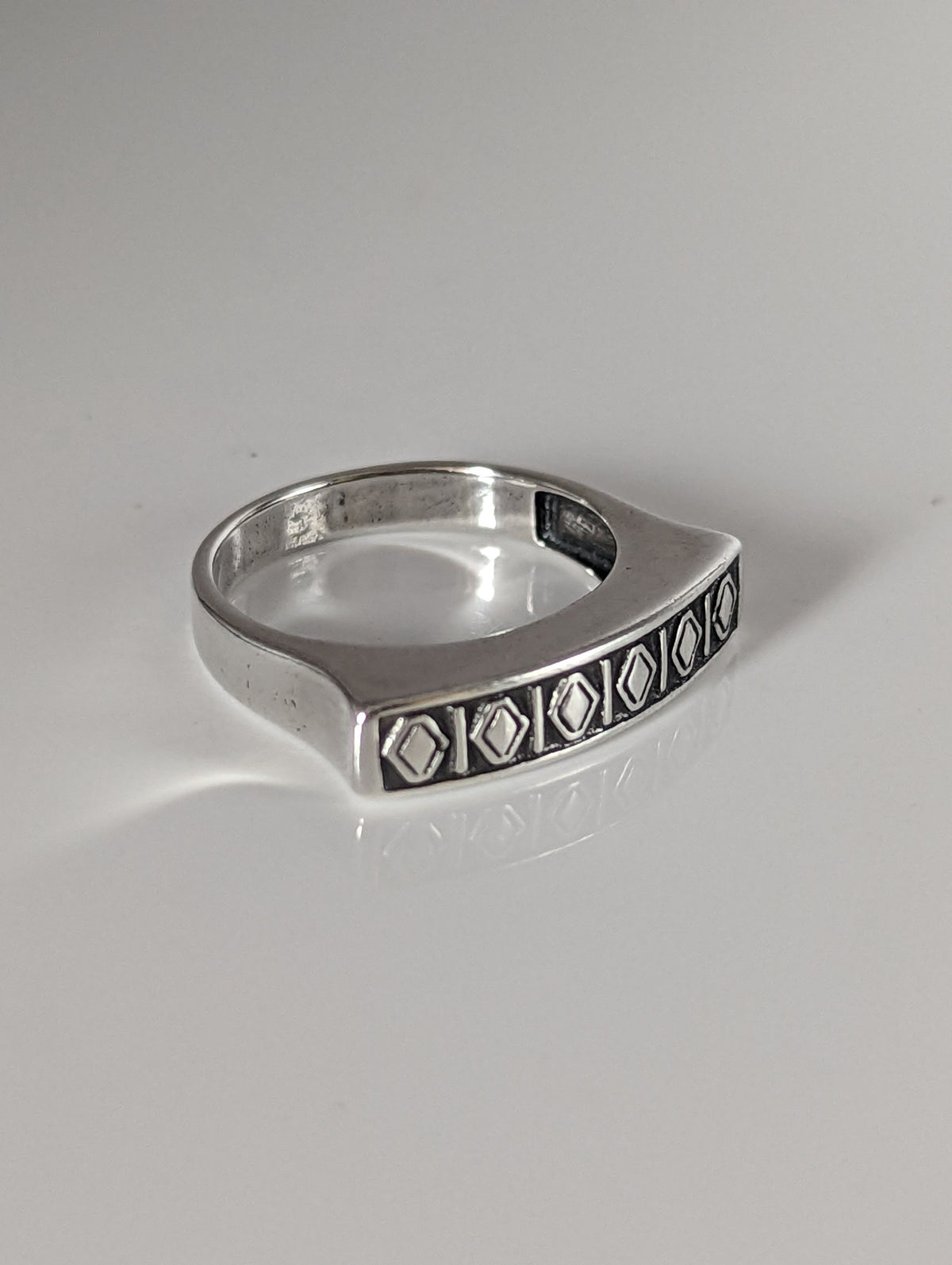 Silver Steed Greek Theme Ring