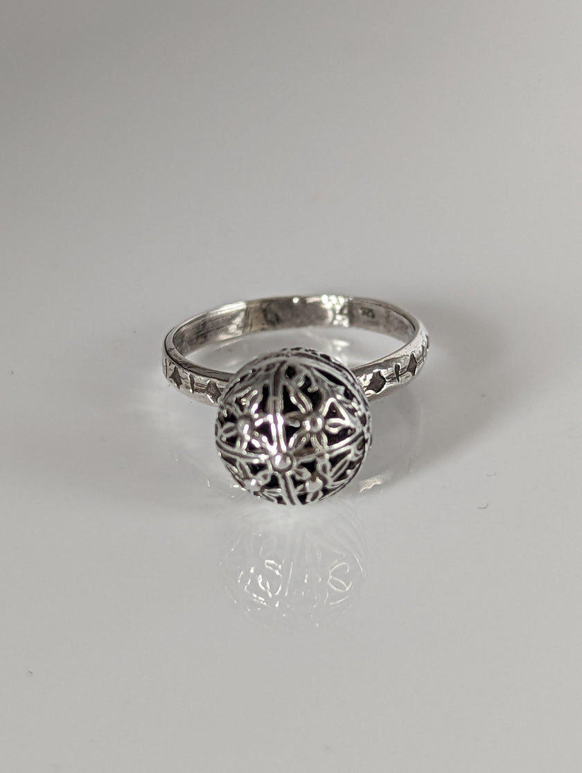 Silver Steed Large Unique Ball Handmade Silver Ring