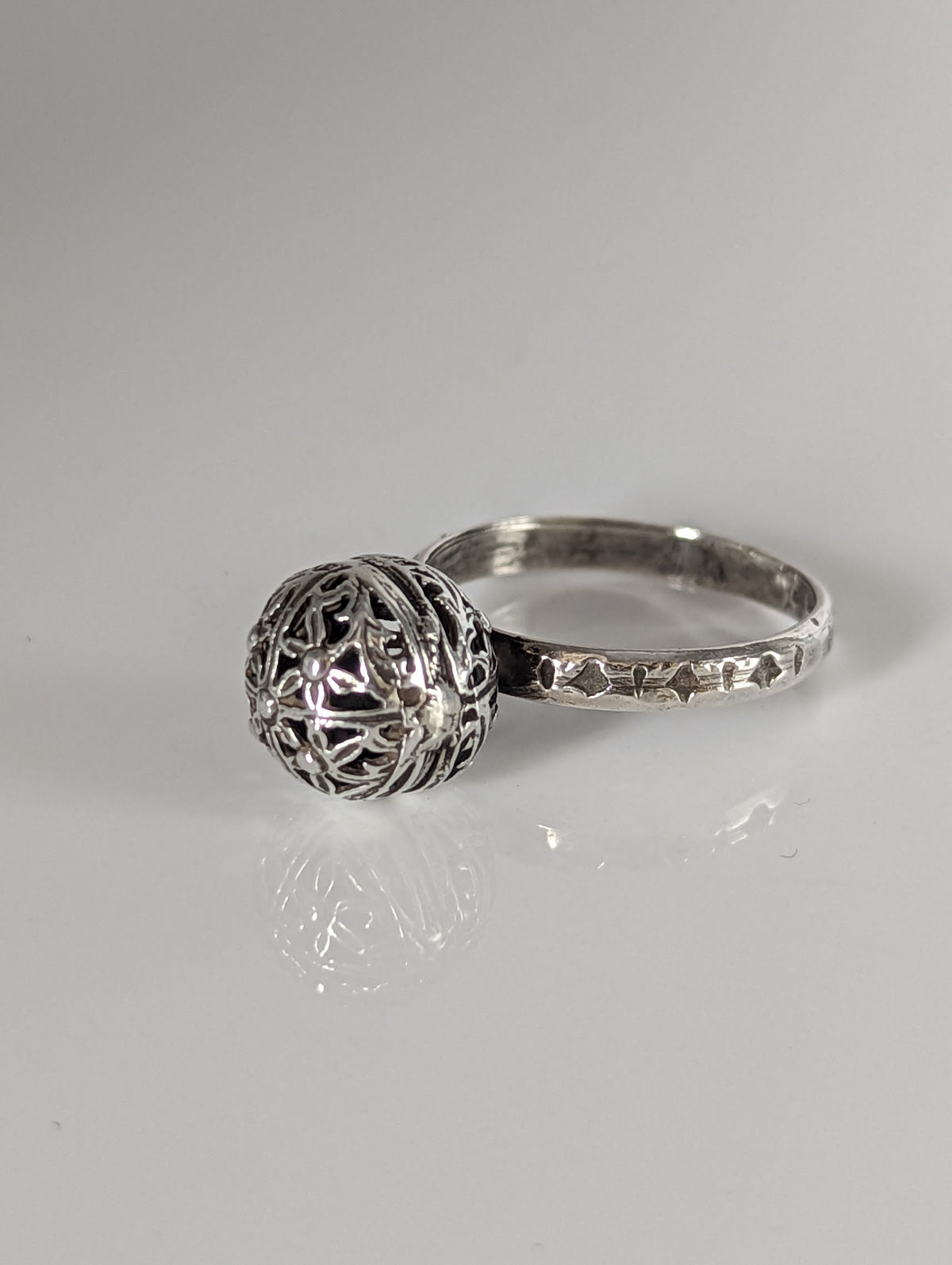 Silver Steed Large Unique Ball Handmade Silver Ring